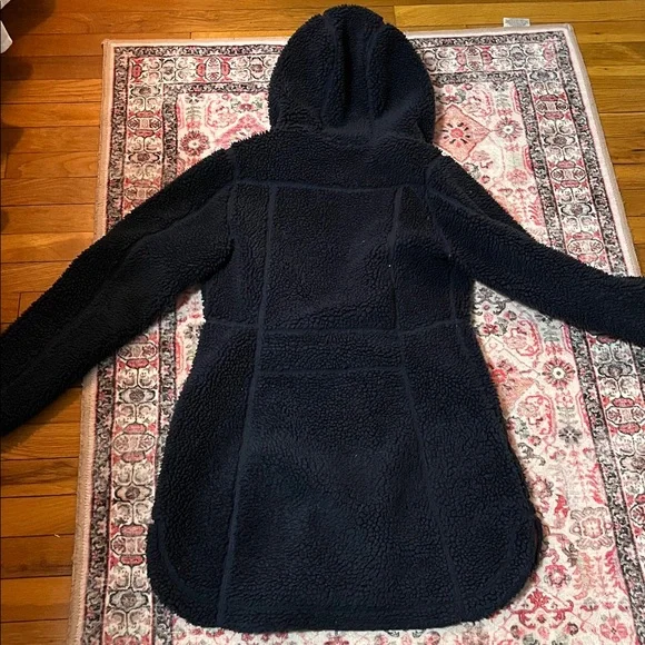 LL Bean Mountain Pile Dark Blue Fleece Jacket with Rust Accents - Picture 5 of 5